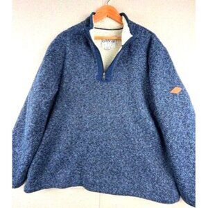 Orvis Men's Navy Blue Quarter Zip Pullover Sweater XXL With Sherpa Lining